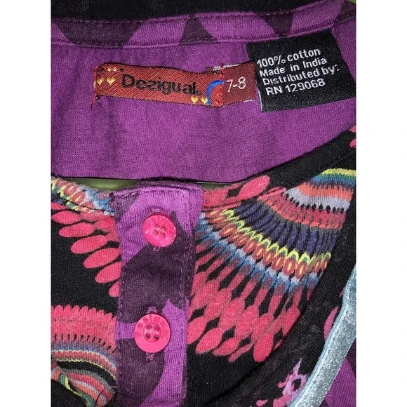 Desigual Dress Girls 7-8 patterned long sleeve purple - Picture 4 of 4